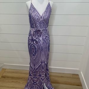 Prom Sequin Sparkle Lavender Mermaid Gown